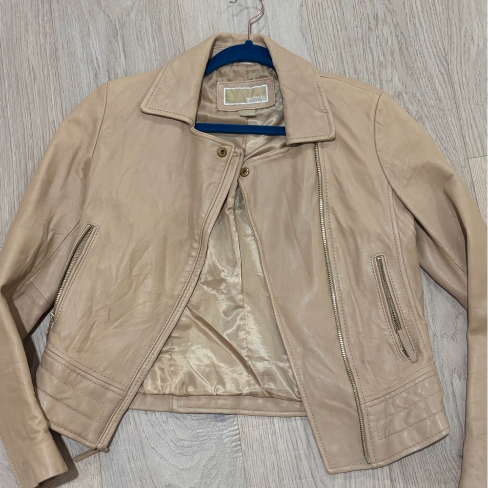 Michael Kors Tan Faux Leather Jacket